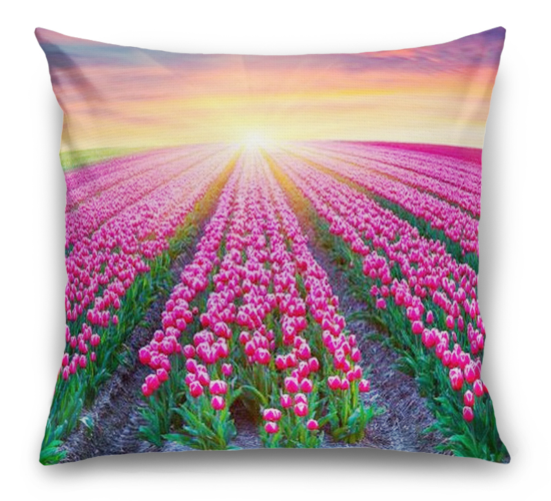 3D Подушка «Поле тюльпанов на закате» вид 7