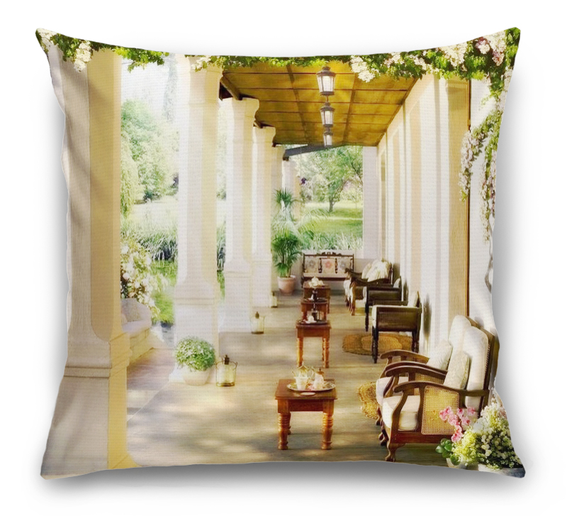 3D Подушка «Задний дворик аристократического поместья» вид 6