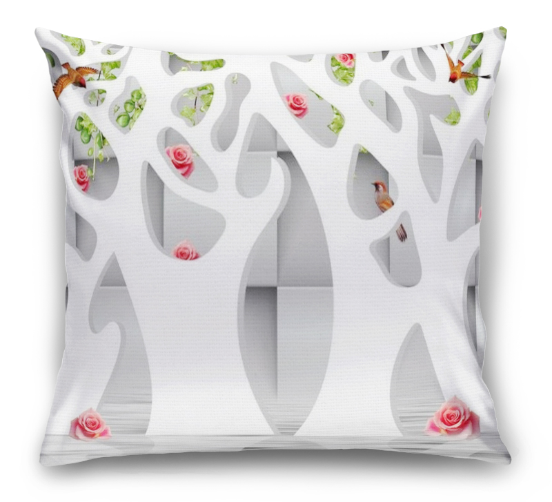 3D Подушка «Абстрактные белые деревья над водой» вид 6