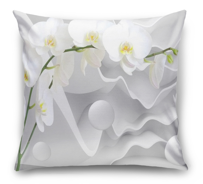 3D Подушка «Белая орхидея на объемном фоне» вид 1