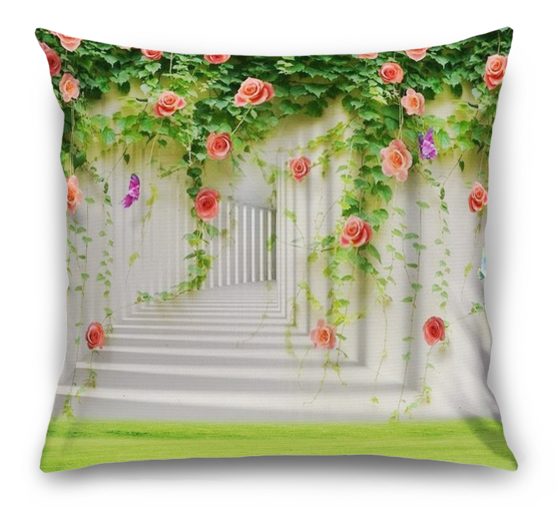 3D Подушка «Тоннель с лианами роз» вид 1