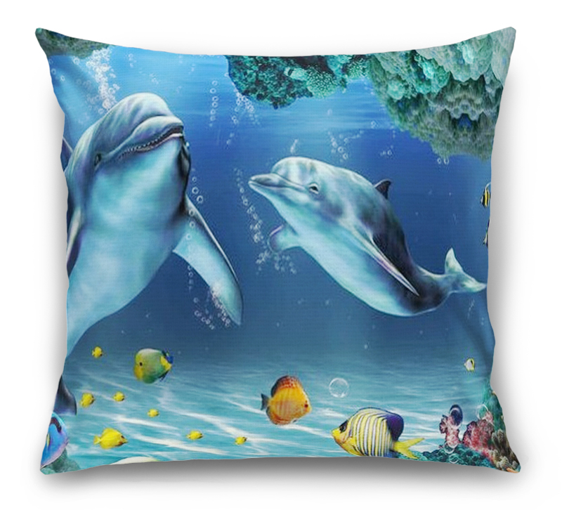 3D Подушка «Пара дельфинов» вид 1