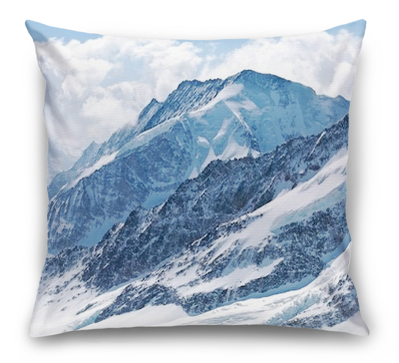 3D Подушка «Пейзаж в заснеженных горах»  вид 1