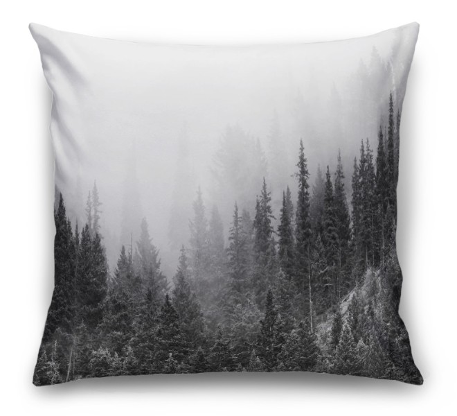 3D Подушка «Черно-белый лес в тумане» вид 6