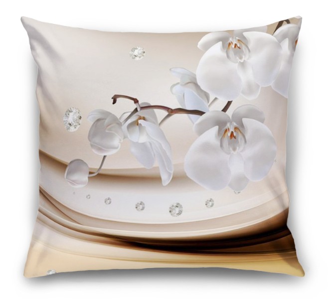 3D Подушка «Белые орхидеи с бриллиантами» вид 6