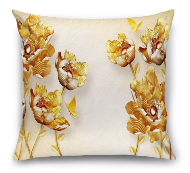 3D Подушка «Кованые золотые цветы» вид 6