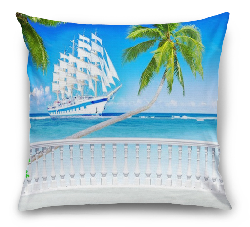 3D Подушка «Терраса с видом на море и пляж»  вид 1