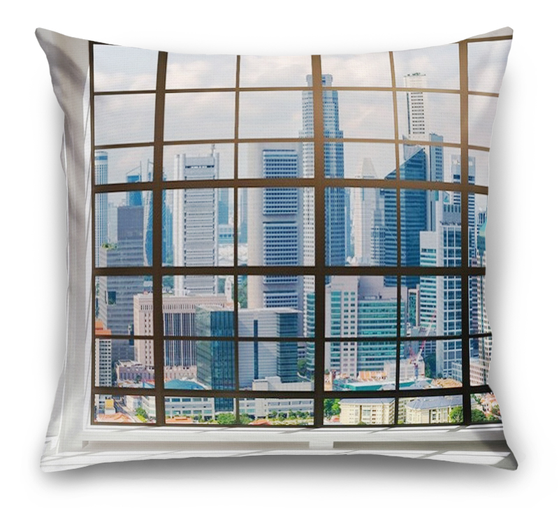 3D Подушка «Окна с панорамным видом на город» вид 1