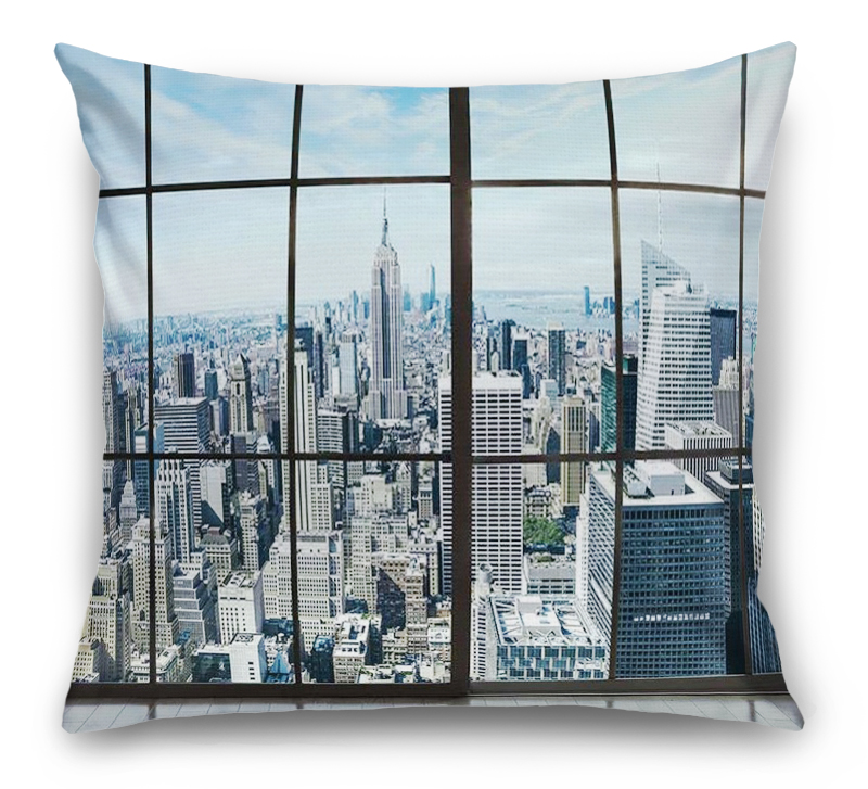 3D Подушка «Вид из окна на современный город» вид 1