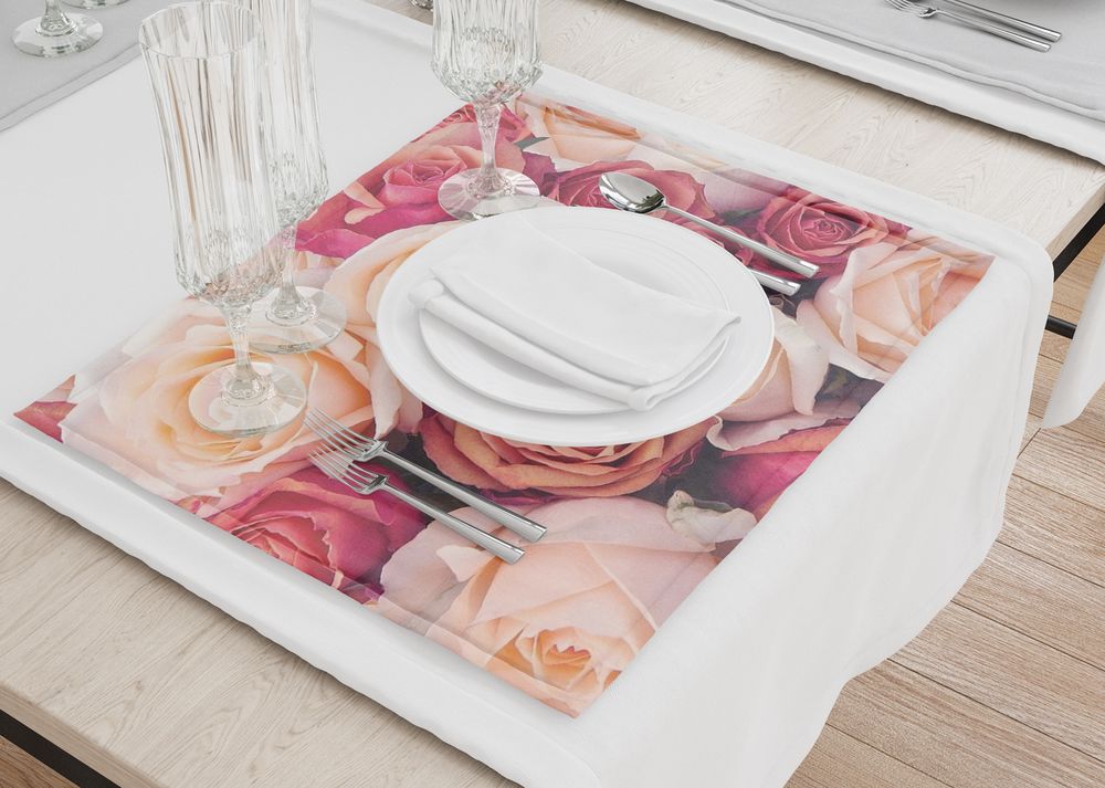 3D Фотообои Набор кухонных салфеток «Ассорти из роз»
