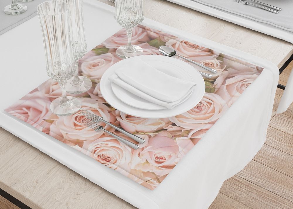 3D Фотообои Салфетки под тарелки «Кремовые розы»