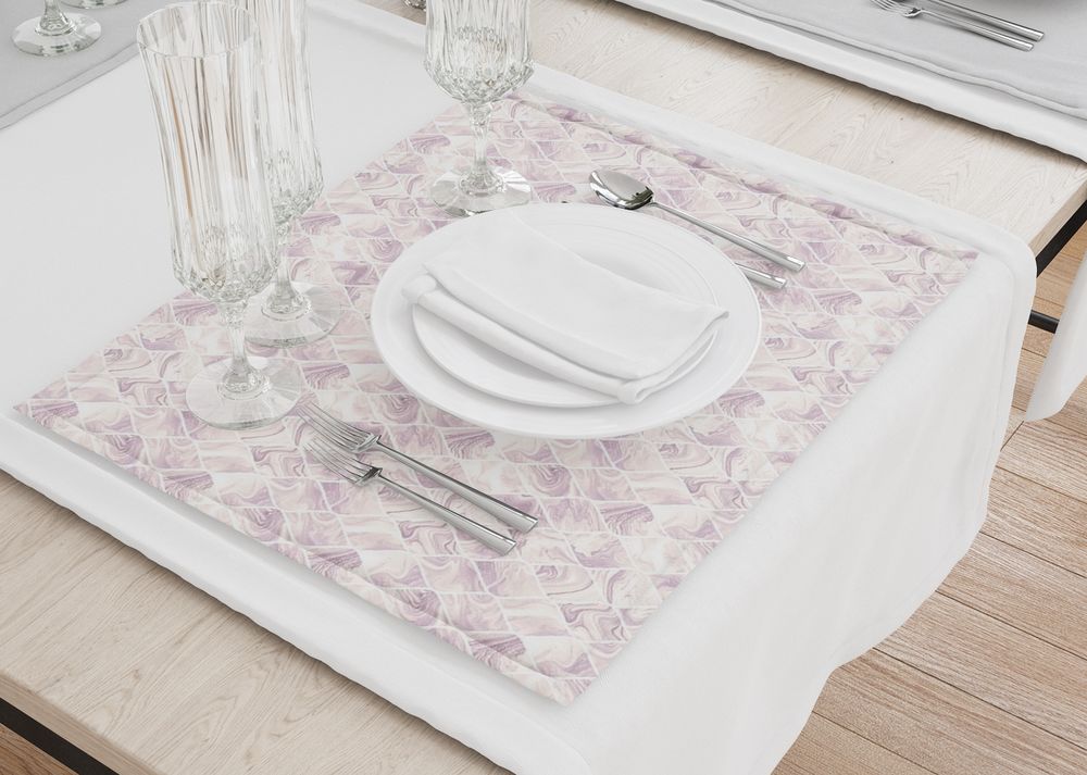 3D Фотообои Салфетки под тарелки «Разводы на розовом мраморе»