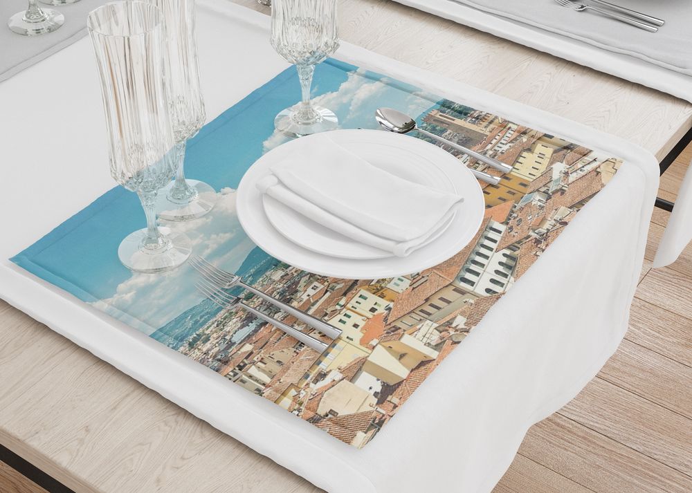 3D Фотообои Салфетки для столовых приборов «Крыши домов Италии»