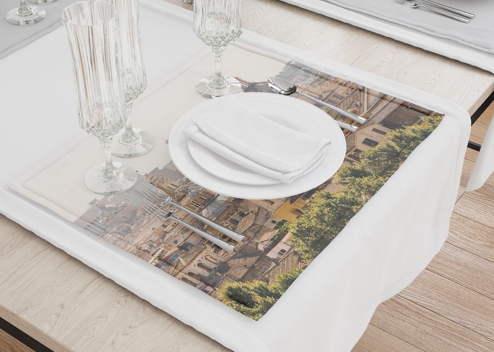 3D Фотообои Салфетки для столовых приборов «Крыши Рима»