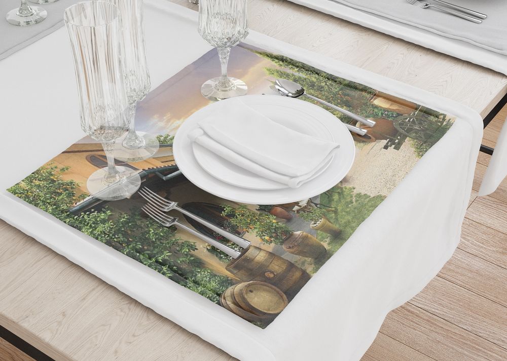 3D Фотообои Сервировочные салфетки под тарелки «Домик в Италии»