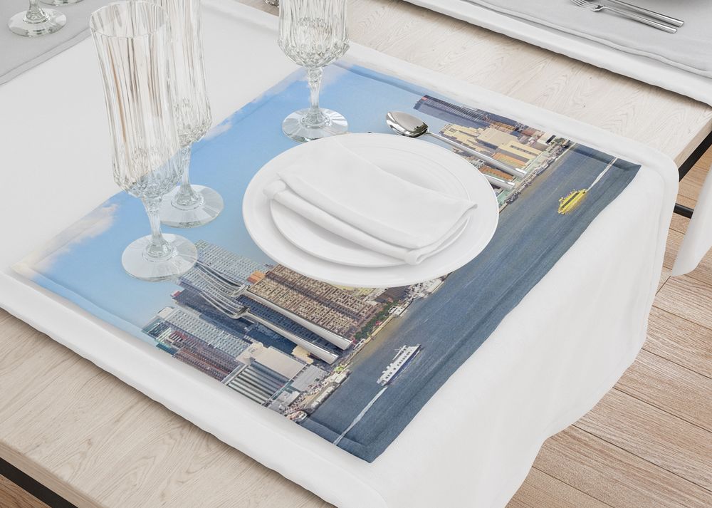 3D Фотообои Салфетки для сервировки стола «Пристань Нью-Йорка»