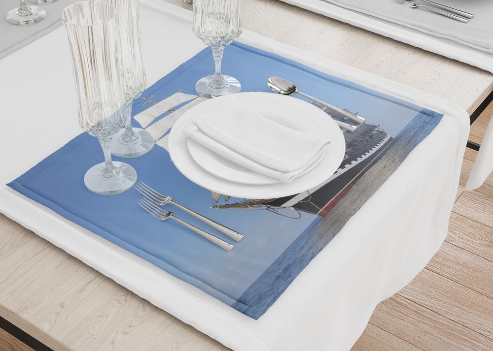 3D Фотообои Салфетки для сервировки стола «Современный парусник»
