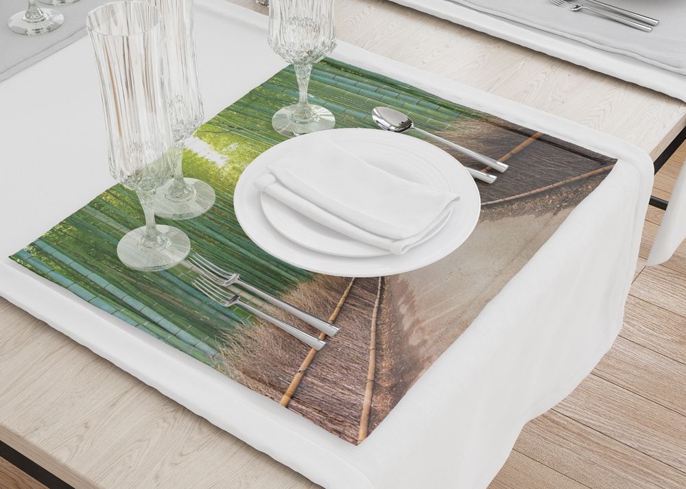 3D Фотообои Набор кухонных салфеток «Дорога через бамбук»