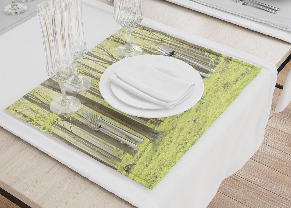 3D Фотообои Комплект кухонных салфеток «Зеленый лес»
