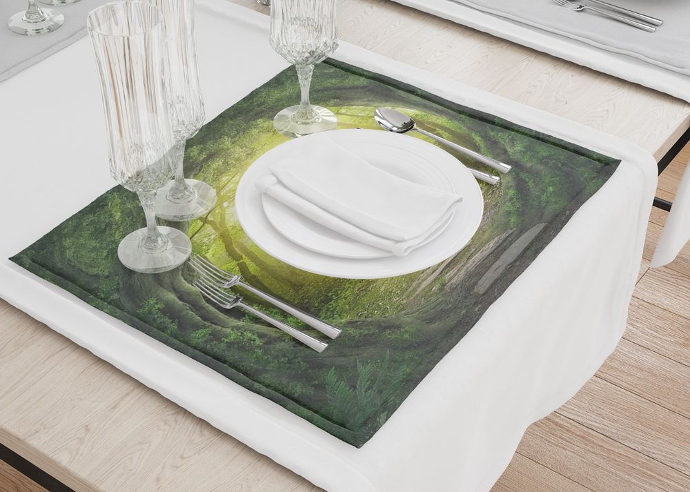 3D Фотообои Сервировочные салфетки под тарелки «Тоннель из деревьев»