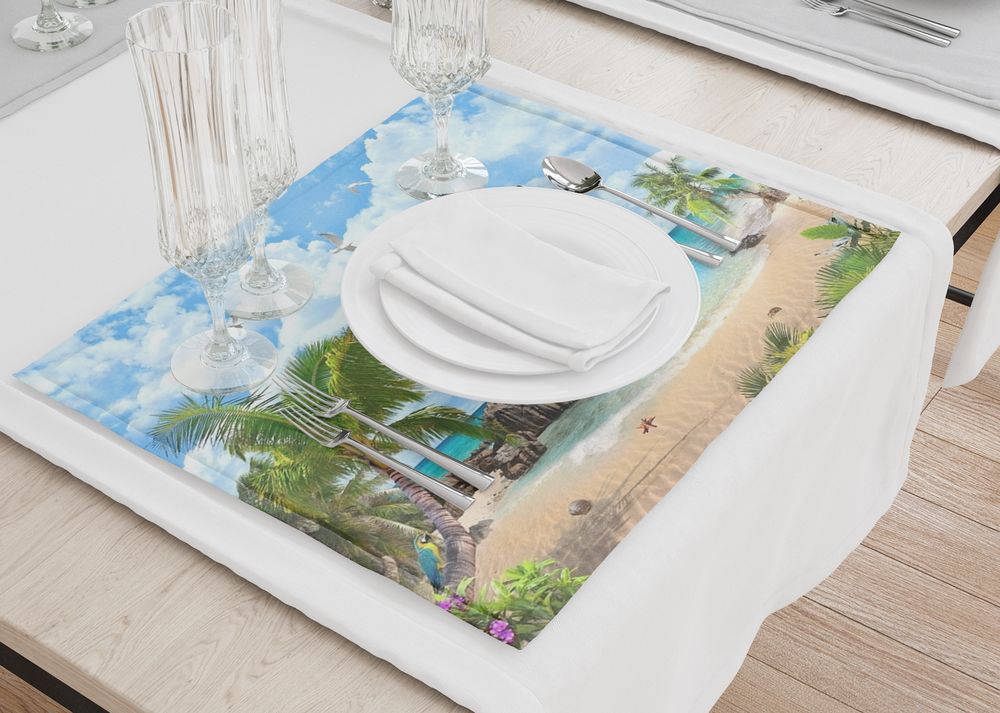 3D Фотообои Салфетки для столовых приборов «Райское место»
