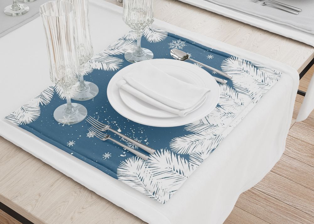 3D Фотообои Салфетки для сервировки стола «Снежные еловые ветви»