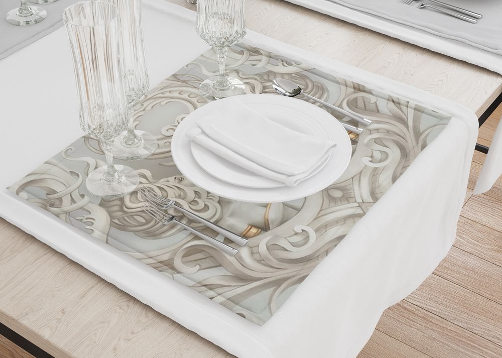 3D Фотообои Набор кухонных салфеток «Барельеф с русалками»