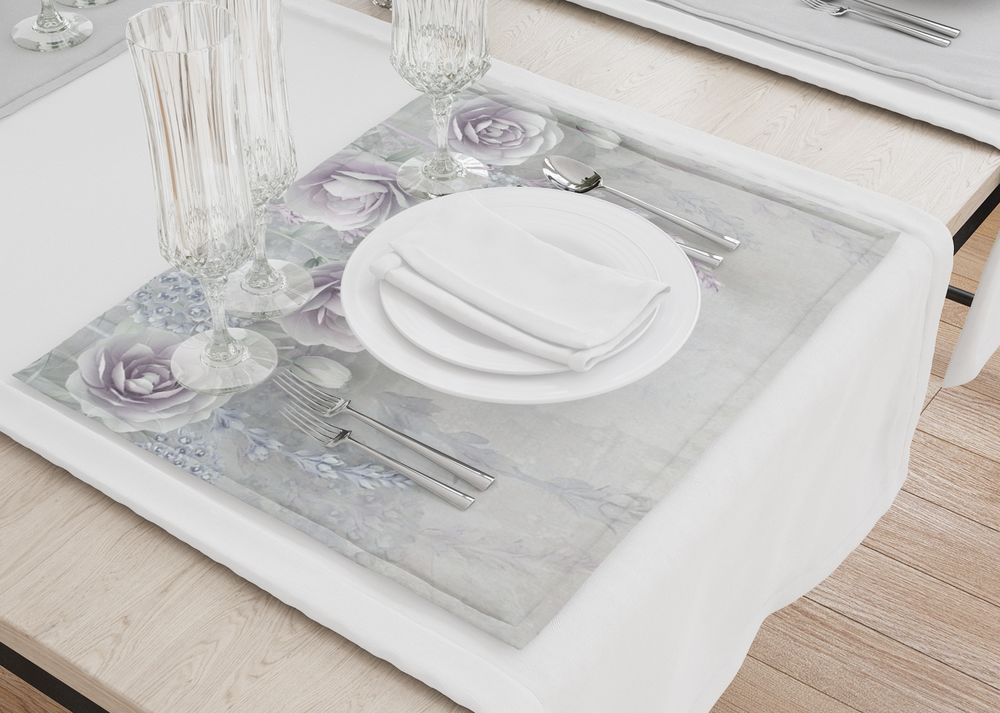 3D Фотообои Салфетки для столовых приборов «Розы в легком ультрафиолете»