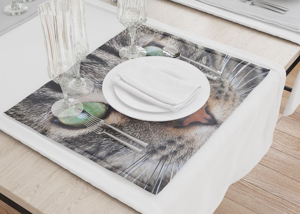 3D Фотообои Набор кухонных салфеток «Кошачий взгляд»