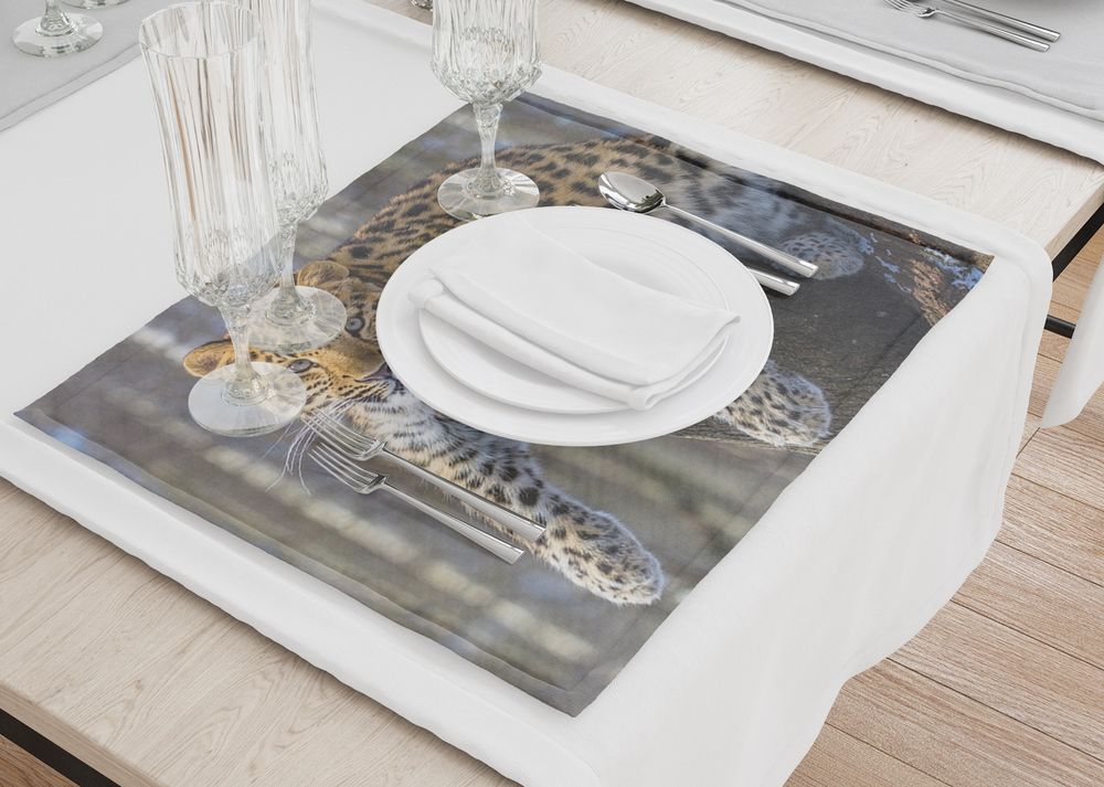 3D Фотообои Салфетки под посуду «Амурский леопард»