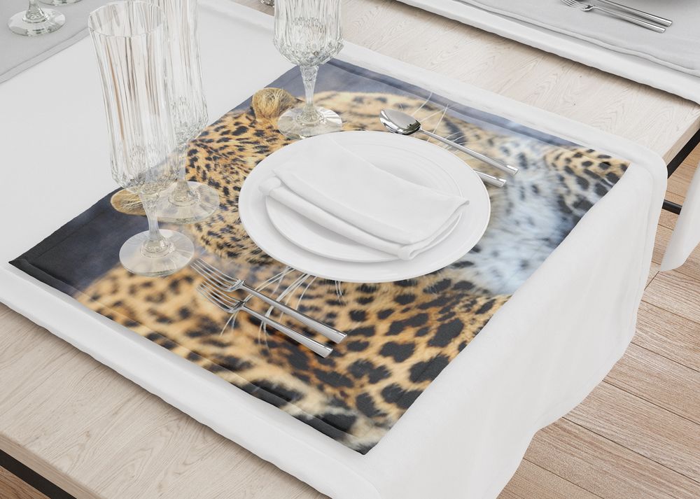 3D Фотообои Салфетки под посуду «Красивый леопард»