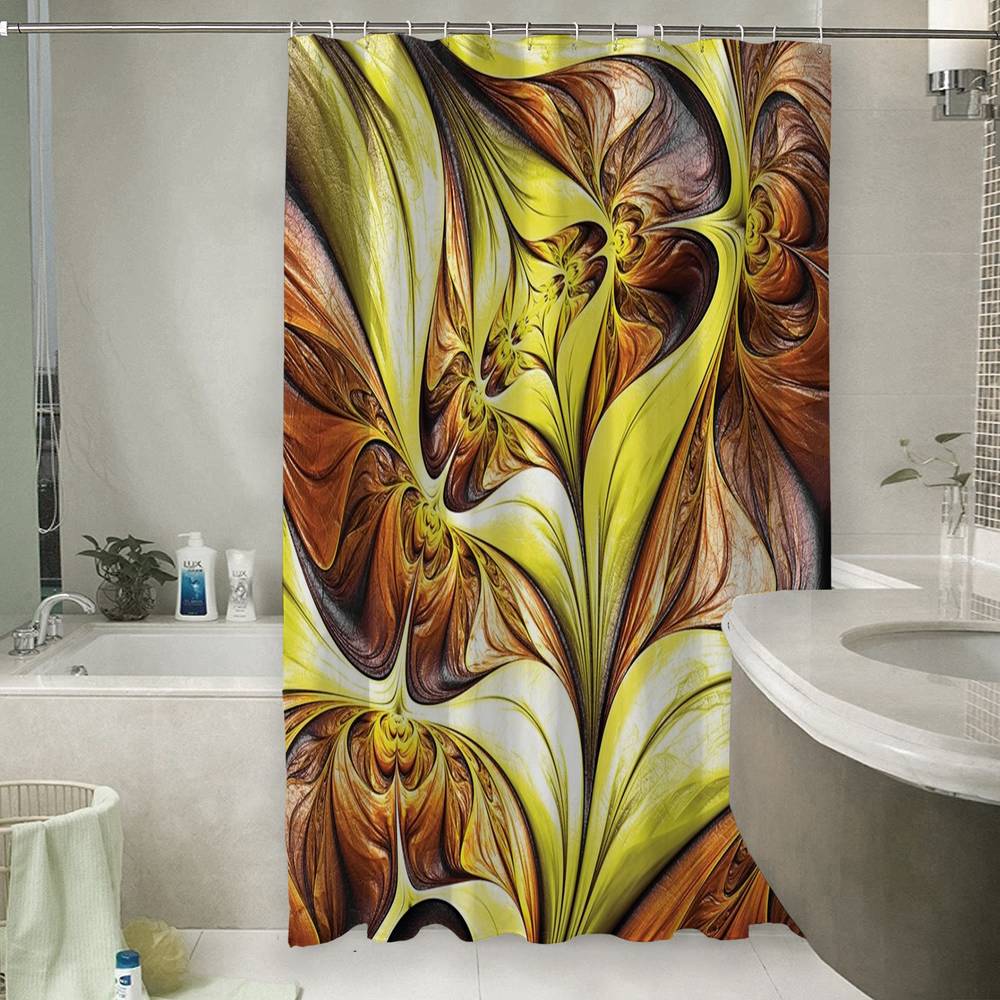 3D штора в ванную «Желтая абстракция» вид 6