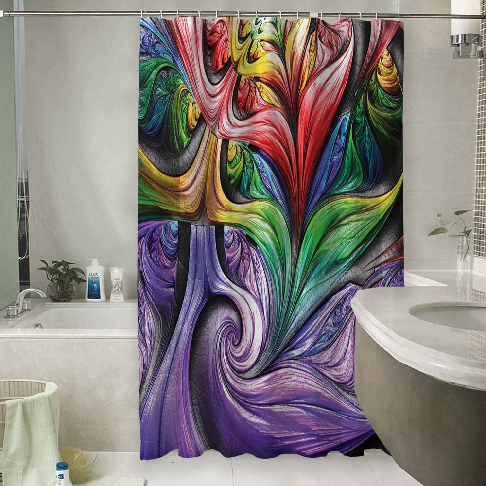 3D занавеска для ванной «Смешение красок» вид 6