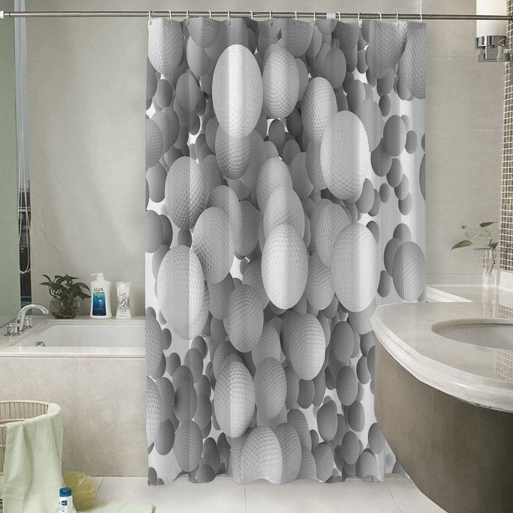 3D занавеска в ванную комнату «Мячи для гольфа» вид 6