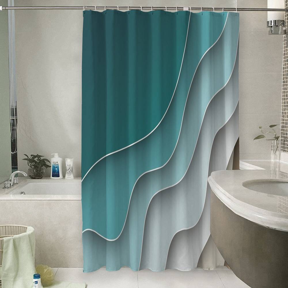 3D занавеска для ванной «Волнистый узор» вид 6