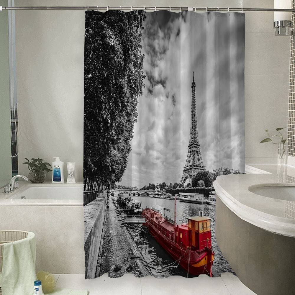 3D шторка для ванны «Эйфелева башня у реки» вид 6