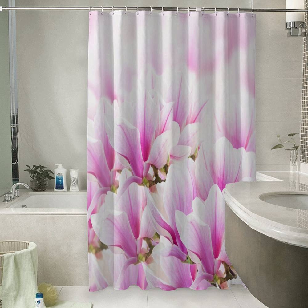 3D занавеска в ванную комнату «Цветы магнолии» вид 6