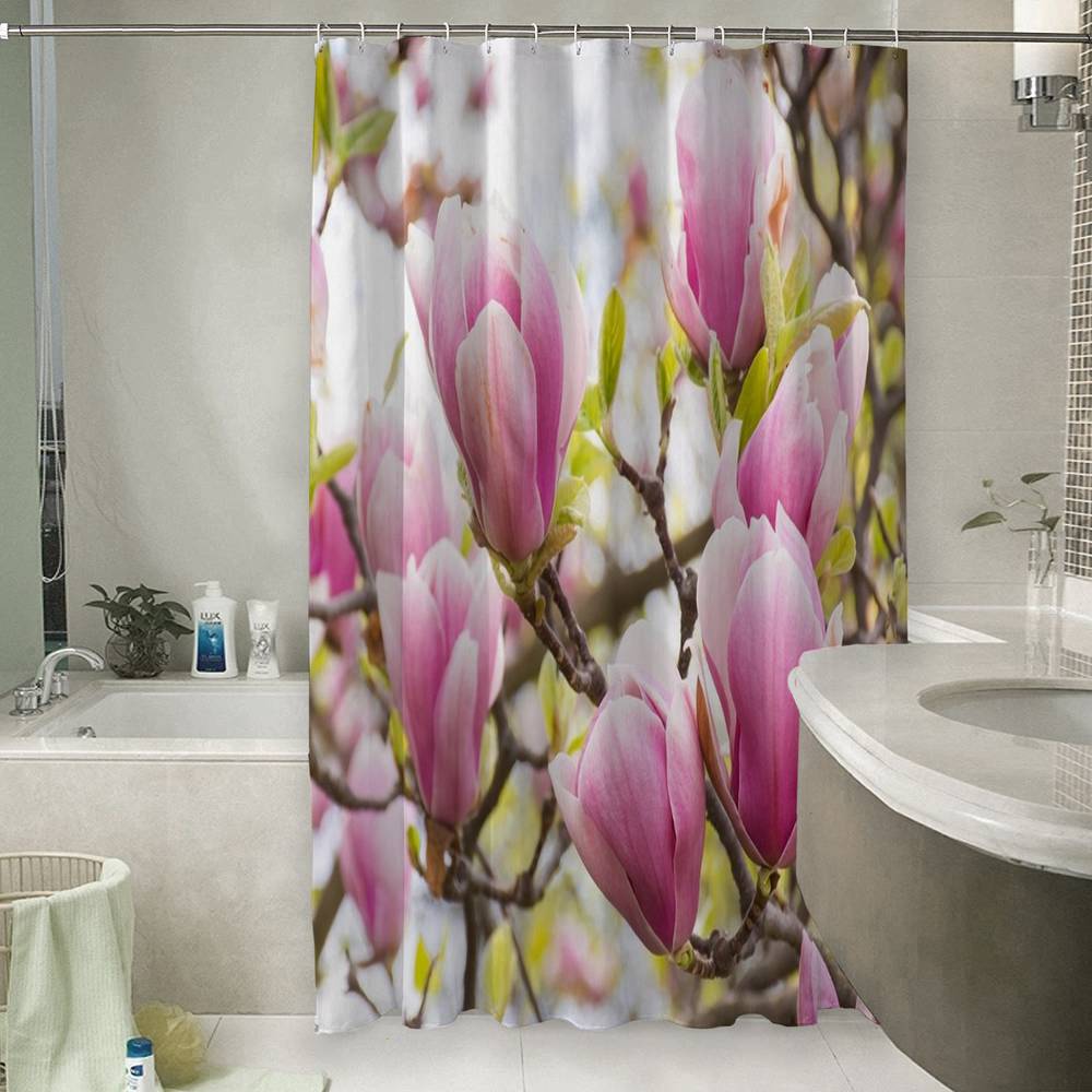 3D штора для ванной «Бутоны цветущей магнолии» вид 6