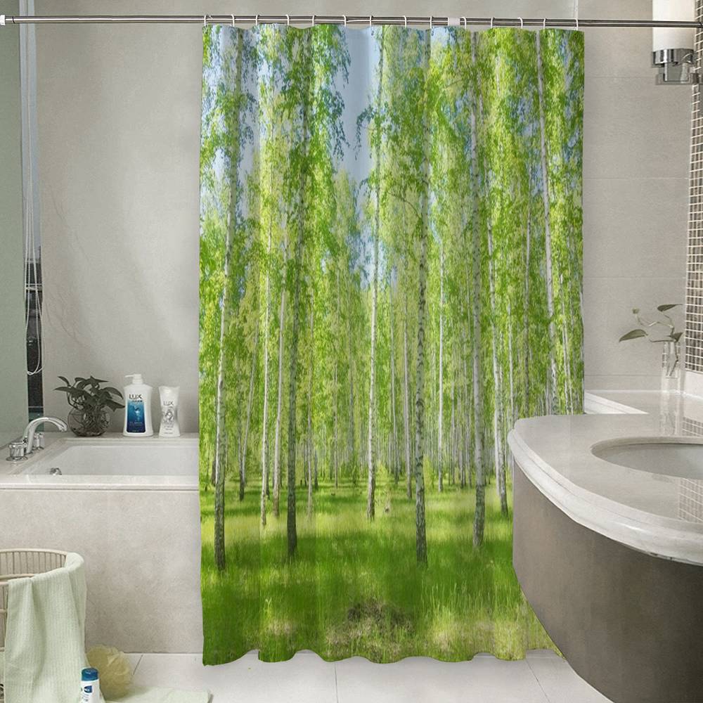 Штора для ванной «Березовый лес» вид 6
