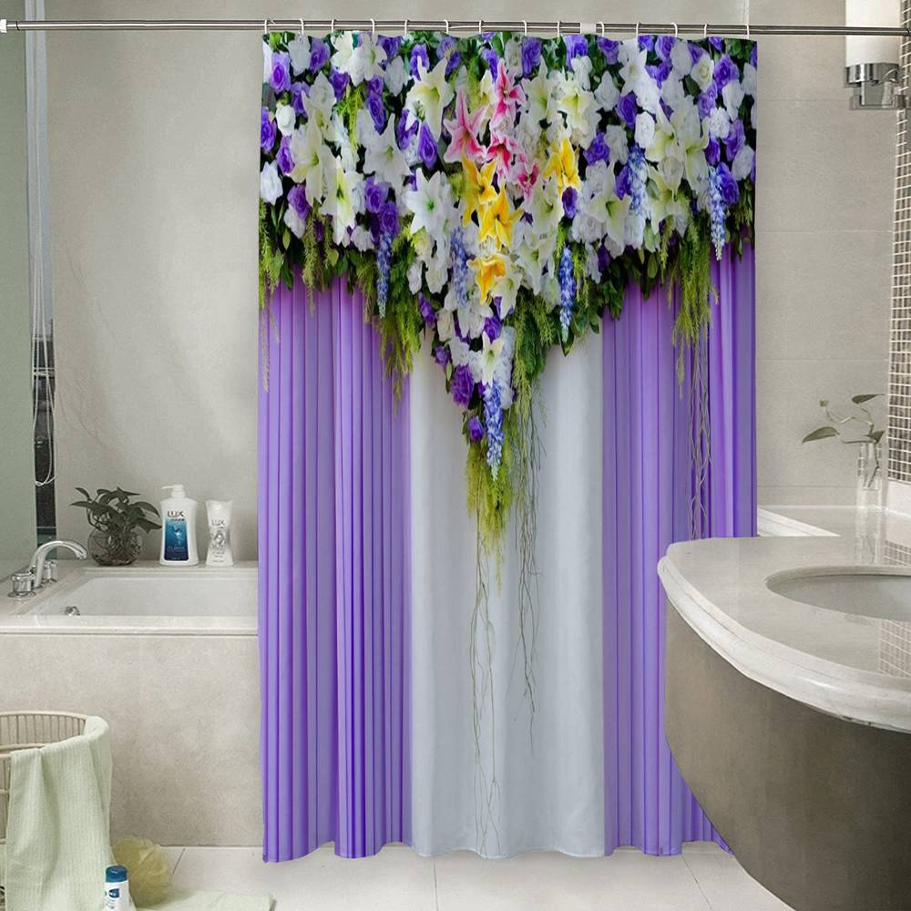 3D занавеска для ванной «Сиреневая вуаль» вид 6