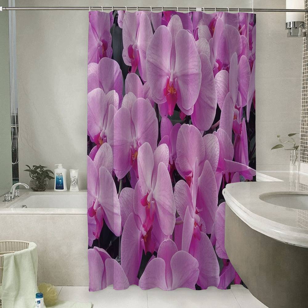3D штора в ванную комнату «Ковер из орхидей» вид 6