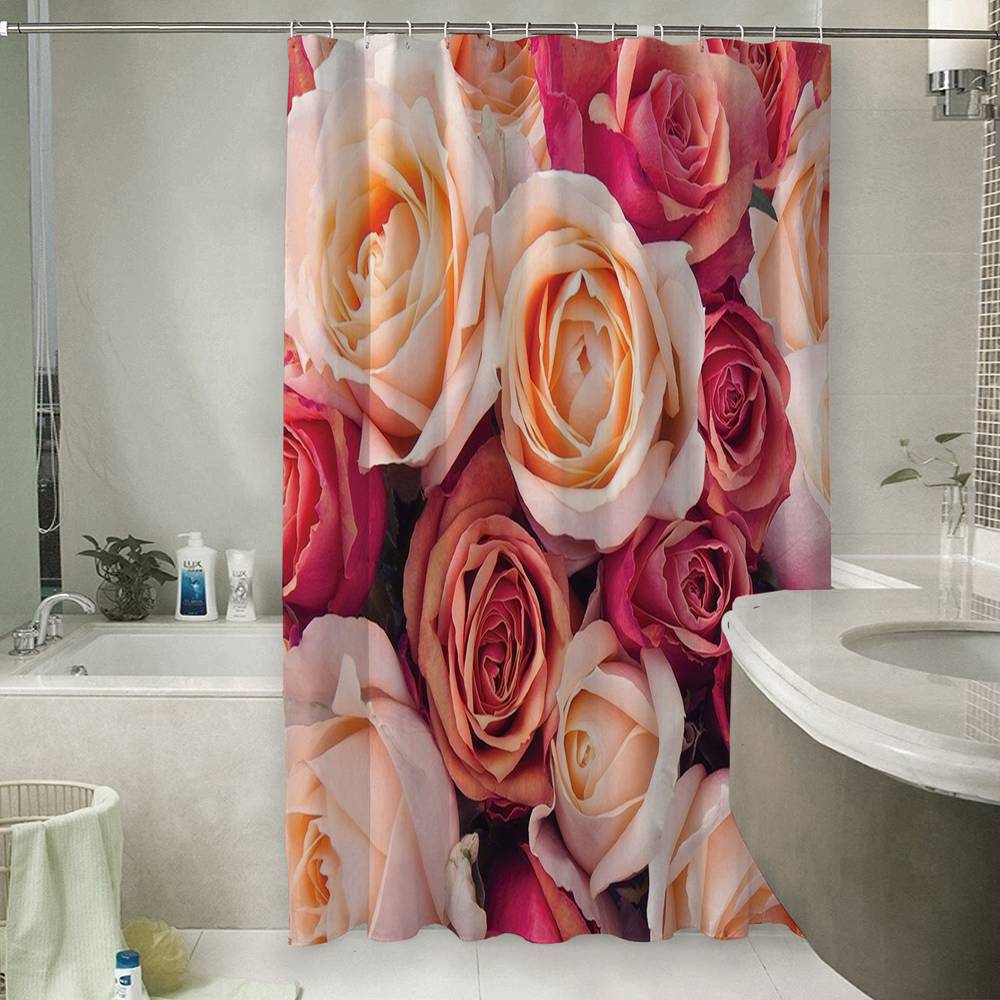 3D фото занавеска для ванной «Ассорти из роз» вид 6