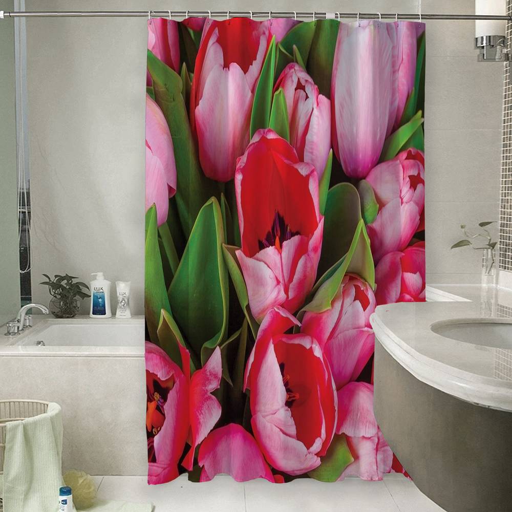 3D занавеска для ванной «Букет тюльпанов» вид 6