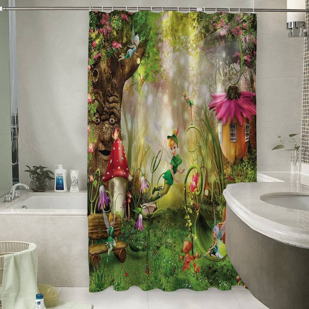 3D штора в ванную «Феечки в сказочном лесу» вид 6