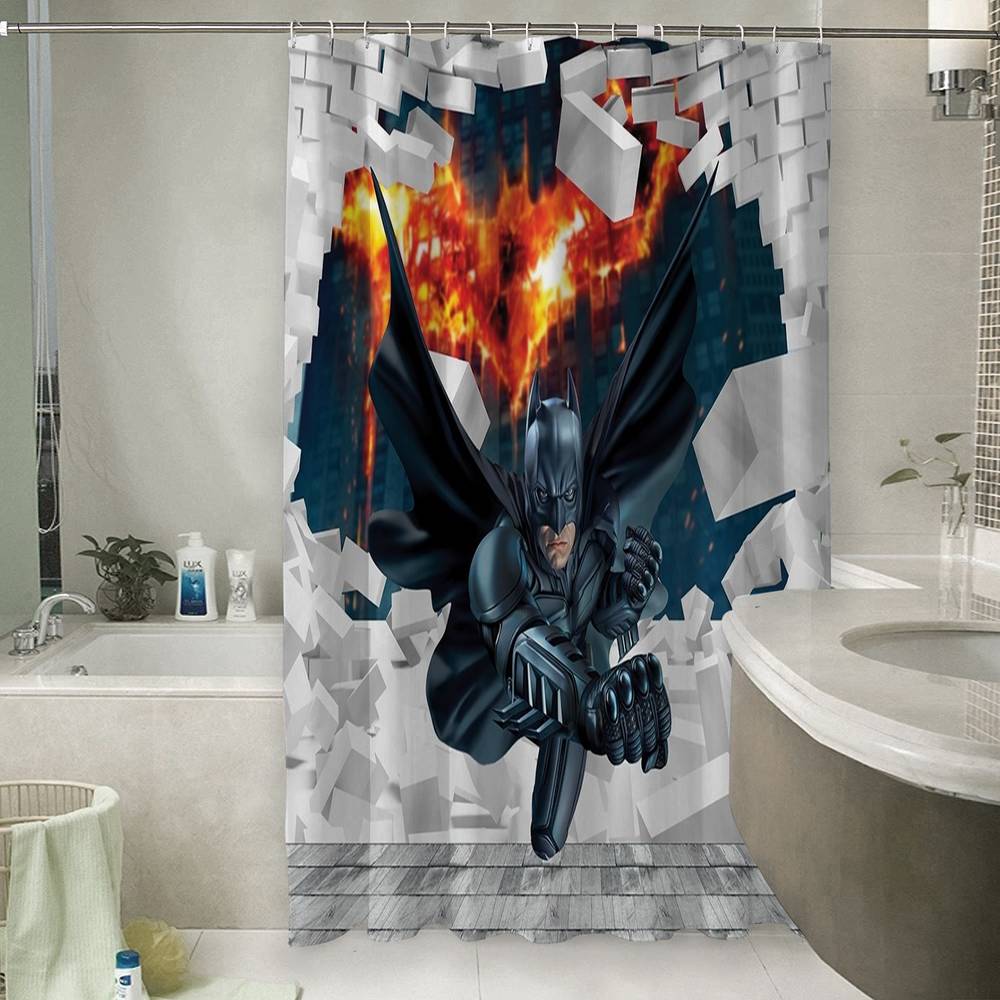 3D занавеска в ванную комнату «Бэтмен» вид 6