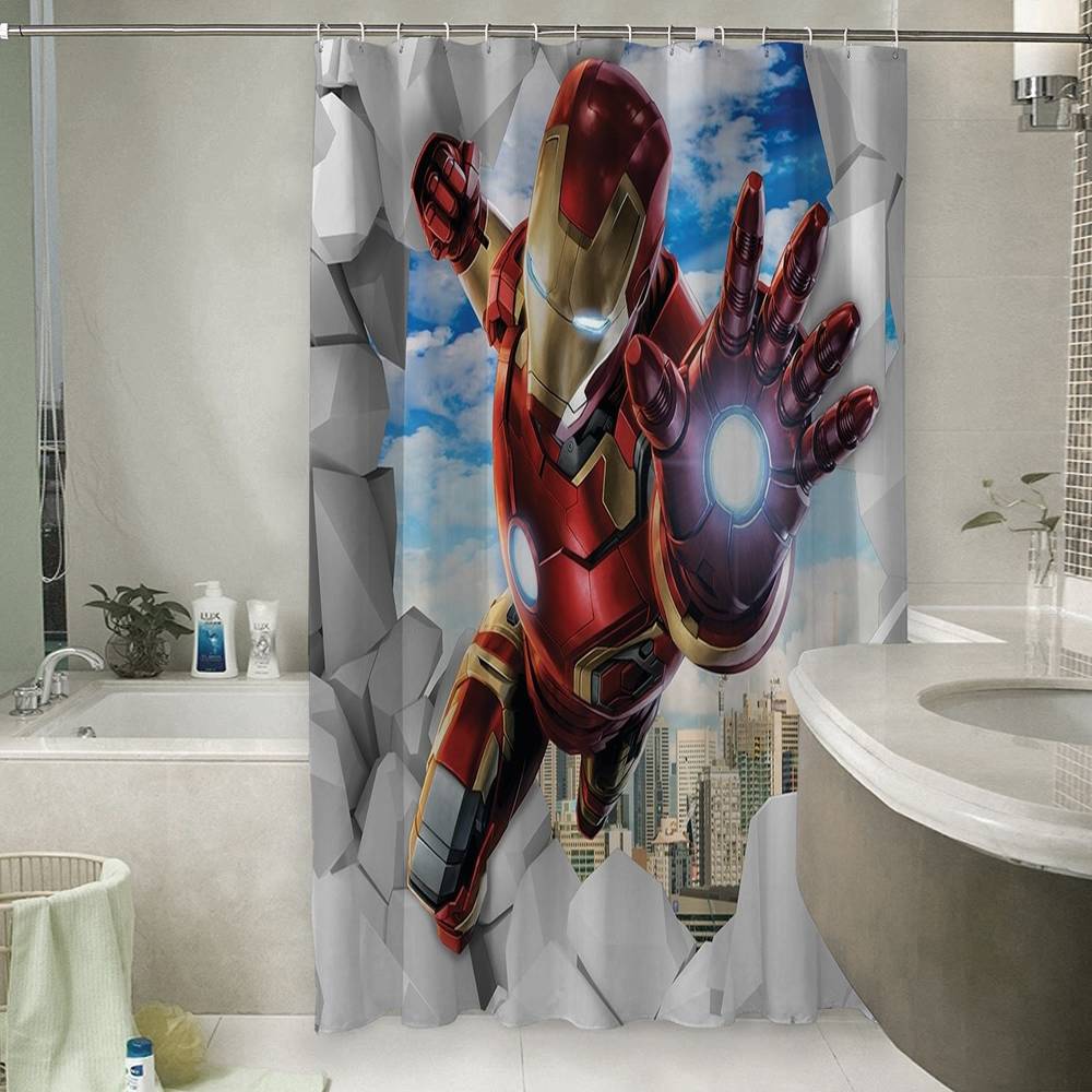 3D штора для ванной «Железный Человек» вид 6