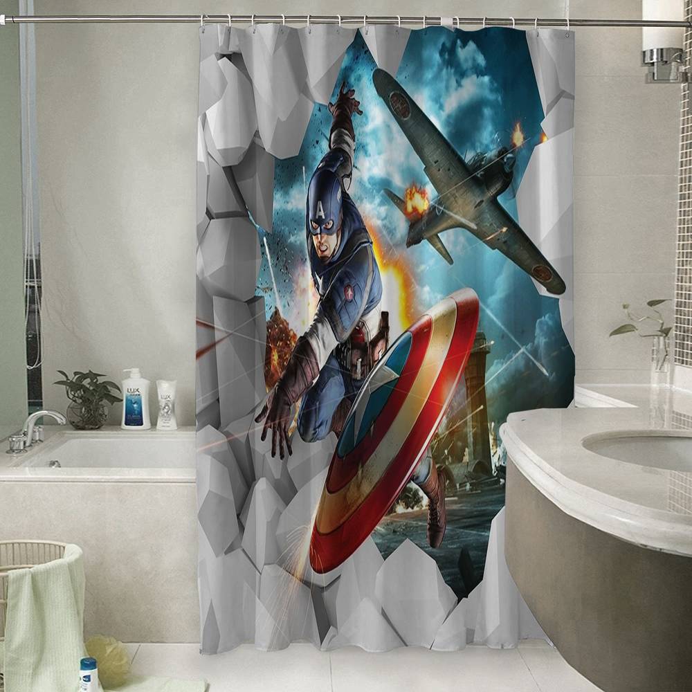3D фото занавеска для ванной «Капитан Америка» вид 6