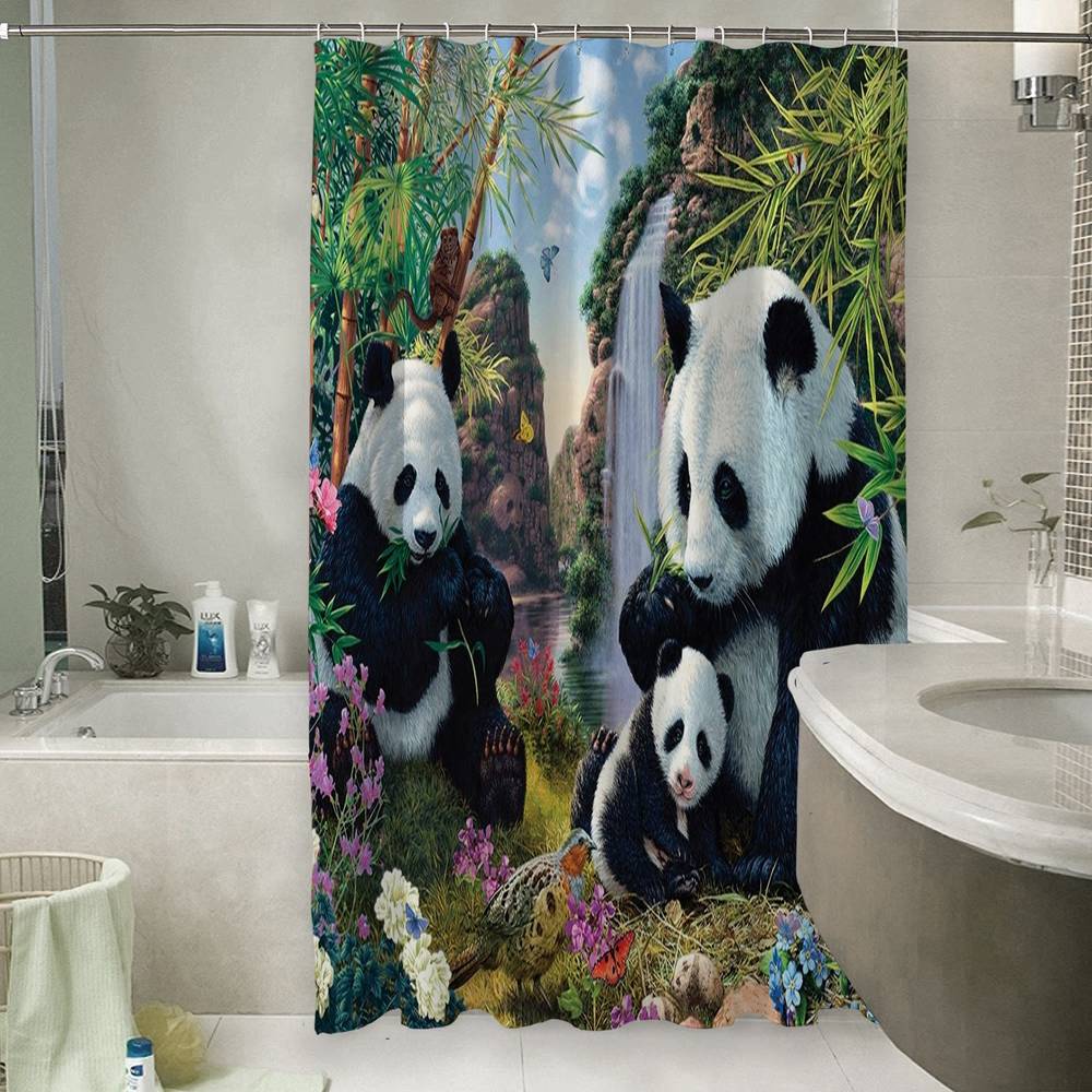 3D занавеска для ванны «Семейство панд» вид 6