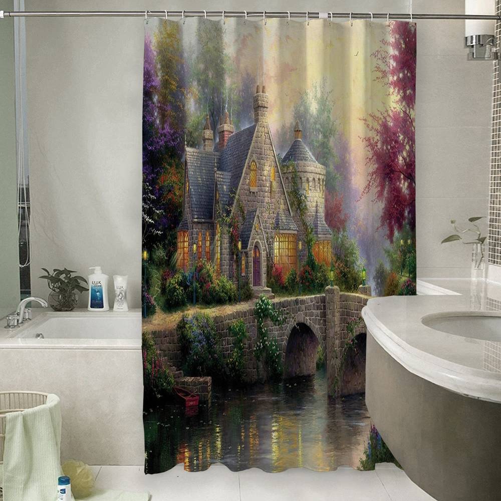 3D занавеска в ванную комнату «Сказочный домик» вид 6