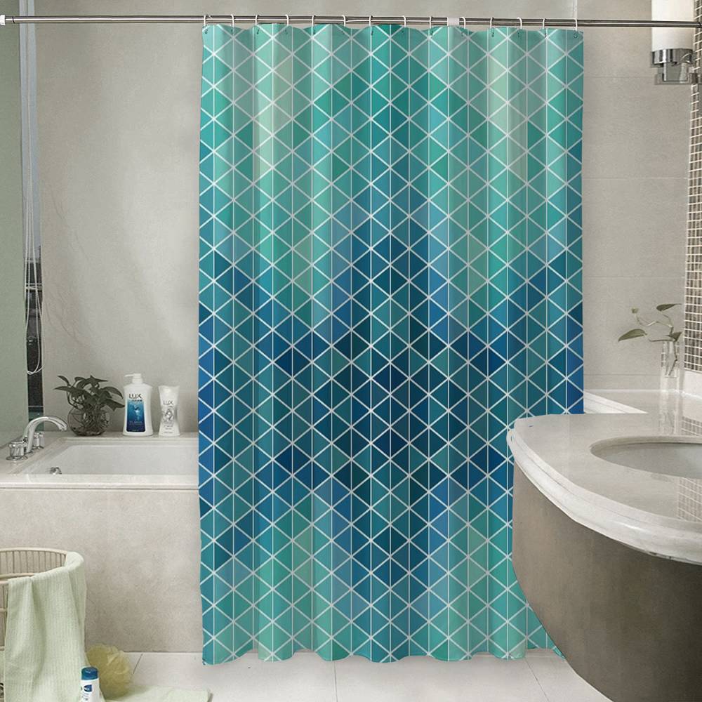 3D штора в ванную комнату «Изумрудный переход» вид 6